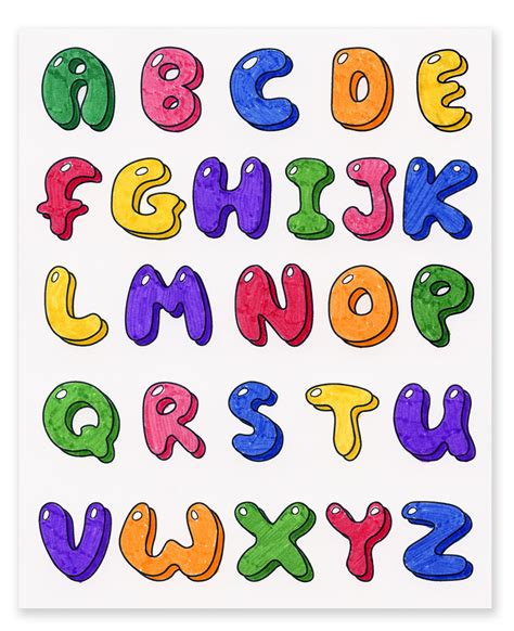 Cute, fun whimsical hand drawn bubble letters alphabet font png instant download, sublimation, clipart, digital graphic, design elements. How to Draw Bubble Letters · Art Projects for Kids