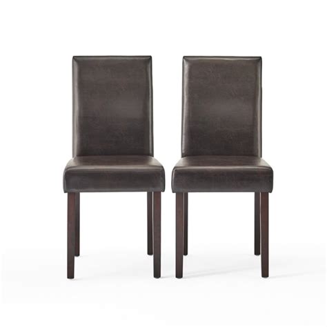 Noble House Ryan Indoor Bonded Leather Dining Chair Set Of 2 Brown