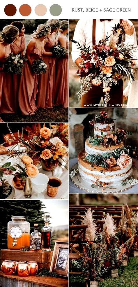 Rust Dusty Orange Beige And Sage Green Wedding Color Ideas In