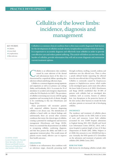 Pdf Cellulitis Of The Lower Limbs Incidence Diagnosis And Management