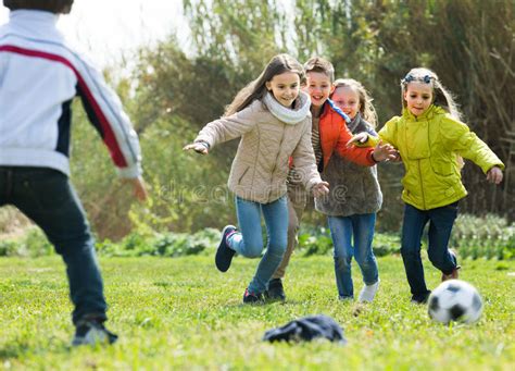 Children Running After Ball Stock Image Image Of Match Activity