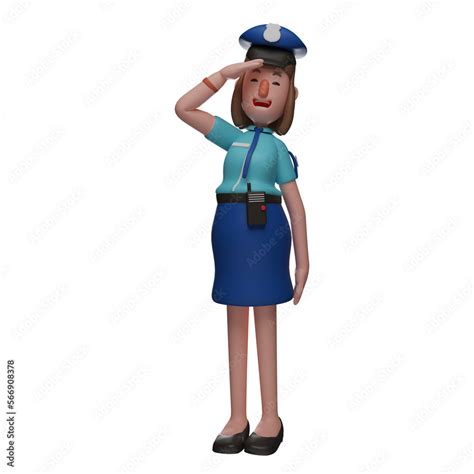 Female Police 3d Design Showing Salute Pose 3d Image Of Female Police