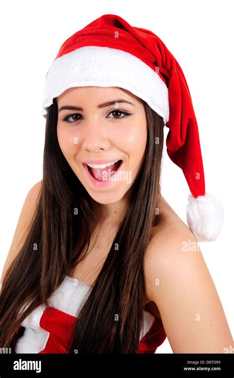 Isolated Young Christmas Girl Happy Stock Photo Alamy
