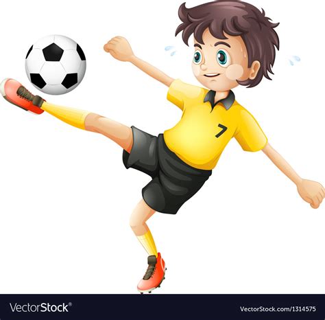 A Boy Kicking The Soccer Ball Royalty Free Vector Image