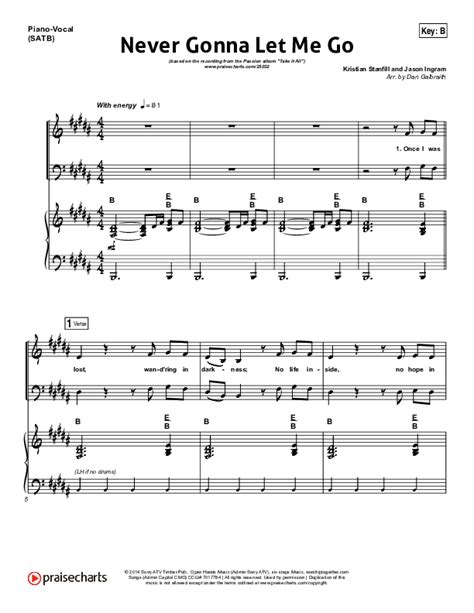 Never Gonna Let Me Go Sheet Music Pdf Kristian Stanfill Passion