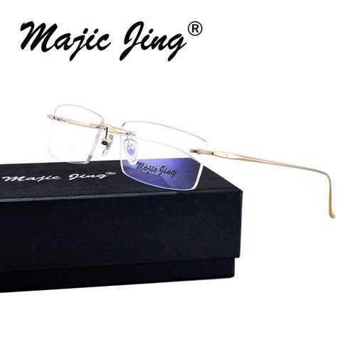 Magic Jing Rimless Pure Titanium Rx Optical Frames Myopia Eyewear Eyeglasses Prescription