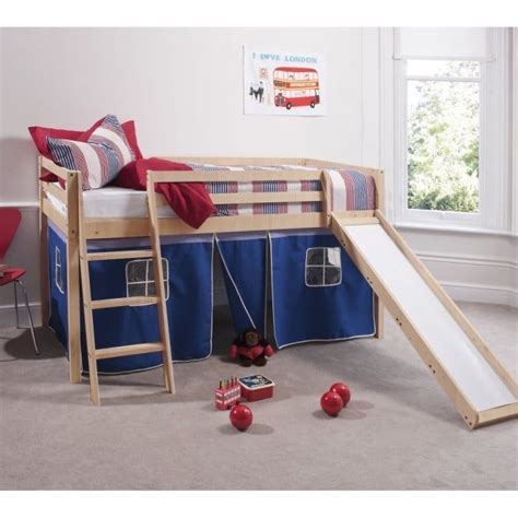 Cabin Bed With Slide And Tent In Brilliant Blue Design Cabin Bed With Slide White Mid Sleeper