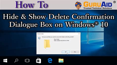 How To Hide And Show Delete Confirmation Dialogue Box On Windows® 10