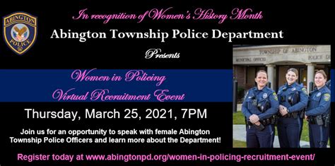 Women In Policing Virtual Recruitment Event Abington Township Police