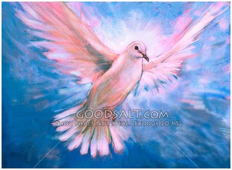 A White Dove In Flight Against Blue Background Pintura De Jesus Arte