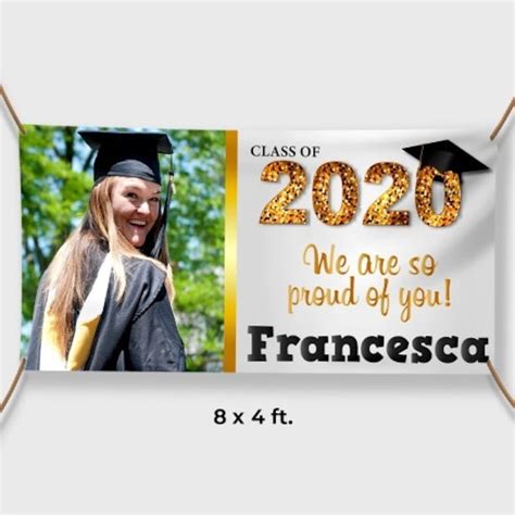 Class Of 2020 Banner Graduation Party Custom Banner Sign Gold Etsy