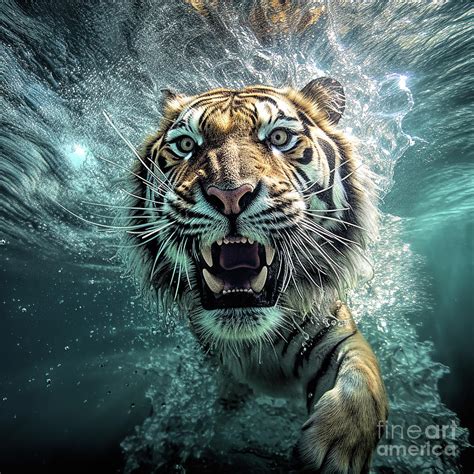 Underwater Tiger Digital Art By Elisabeth Lucas Fine Art America