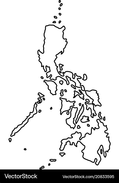 Philippines Map Black Contour Curves On White Vector Image