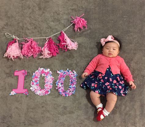 Baby At 100 Days Ideas Baby Girl Newborn Photos Newborn Baby Girl