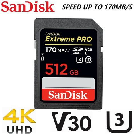 Sandisk Extreme Pro 512gb Sd Card Sdxc Uhs I 170mbs Camera Dslr Memory