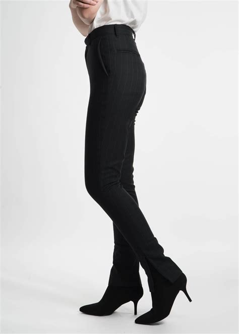 Dressed Undressed Black Stripe Closure Slim Trousers Garmentory