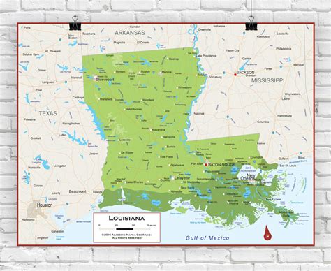 Louisiana Wall Map Physical World Maps Online
