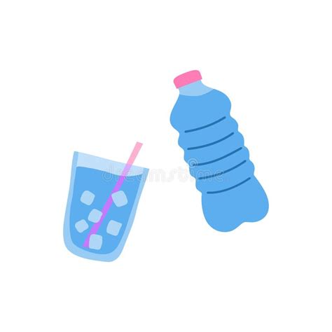 Doodle Water In Glass And Plastic Bottle Stock Vector Illustration
