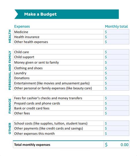 8 Sample Budget Worksheets Sample Templates
