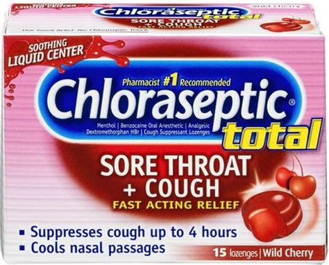 Chloraseptic Total Wild Cherry Sore Throat And Cough Lozenges 15 Ct