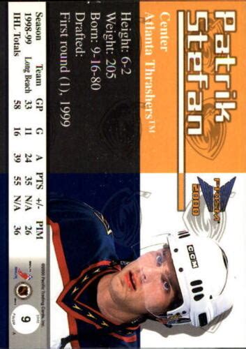 1999 00 Pacific Prism Atlanta Thrashers Hockey Card 9 Patrik Stefan Rc
