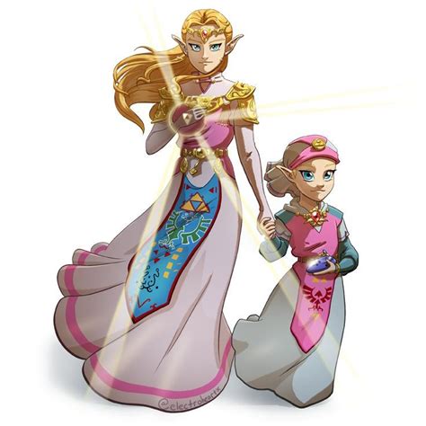 Adult And Young Princess Zelda The Legend Of Zelda Ocarina Of Time Artwork By Legend Of Zelda