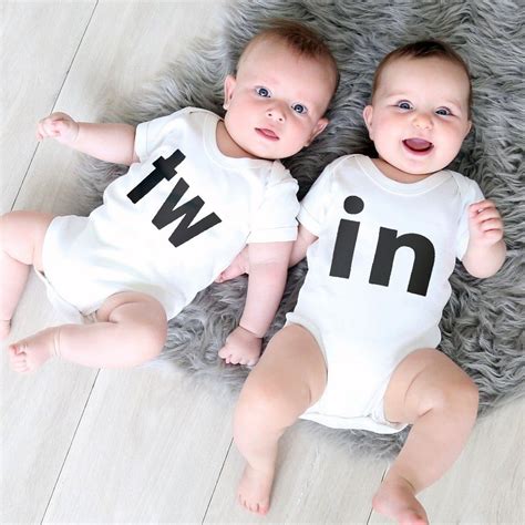 Tw In Letter Print Newborn Infant Baby Boys Girls Bodysuit Cute Baby