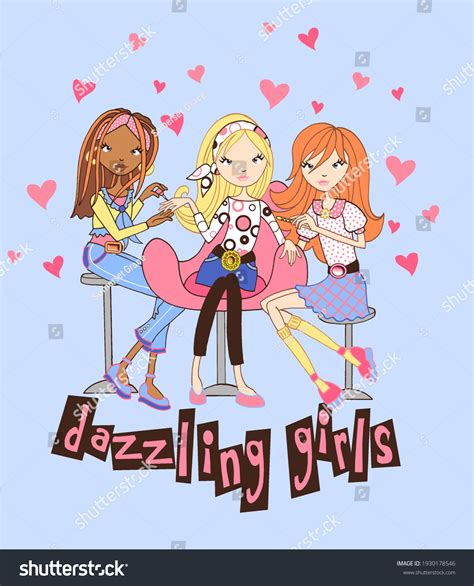 Three Dazzling Girls Fashion Illustration Stock Illustration Shutterstock