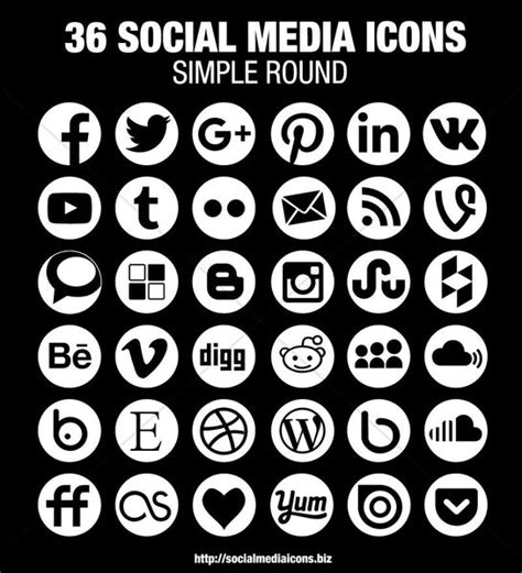 Round Social Media Icons Black And White Social Media Icons