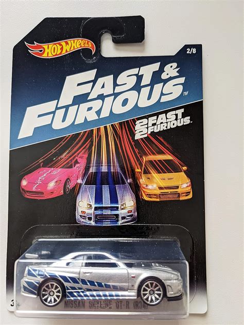 Amazon Com Hot Wheels Fast And Furious Nissan Skyline Gt R R Silver Blue Fast