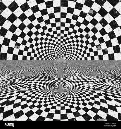 Abstract Black And White Checkered Background With Perspective Effect