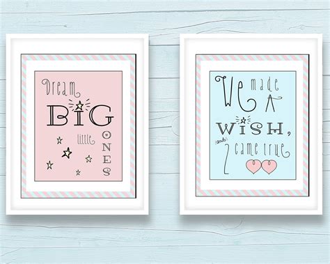 Twin Quotes Boy And Girl Fraternal Twin Quotes 11x14 Set Of 2 Prints