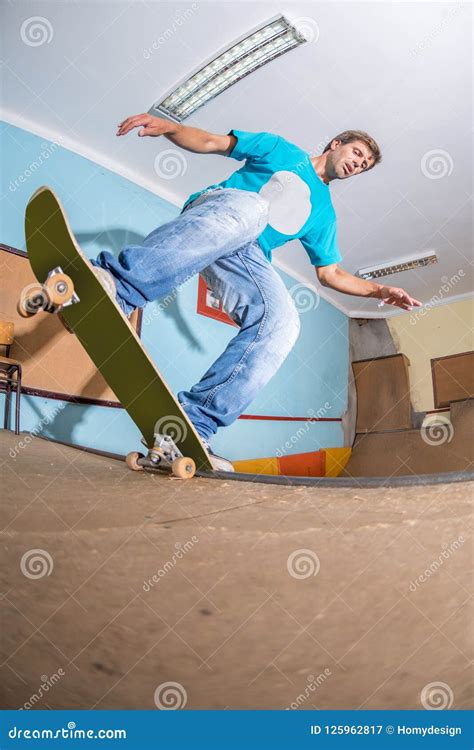 Skateboarder Performing A Trick Stock Image Image Of Adult