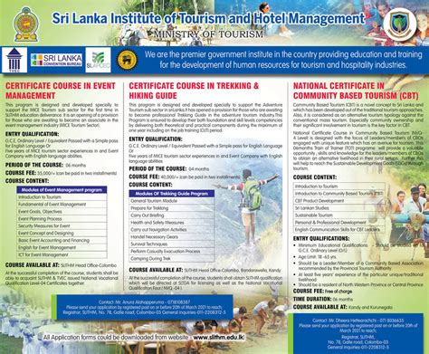 Courses Sri Lanka Institute Of Tourism And Hotel Management