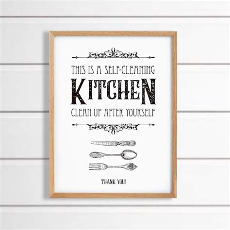 Funny Humorous Clean Kitchen Sign This Is A Self Cleaning Etsy