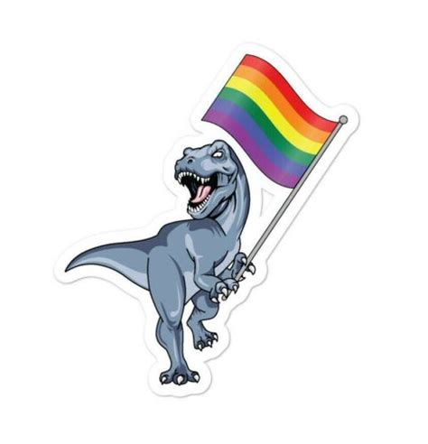 Pride Dinosaur Sticker X Lgbt Flag Gay Lesbian Bisexual Transgender