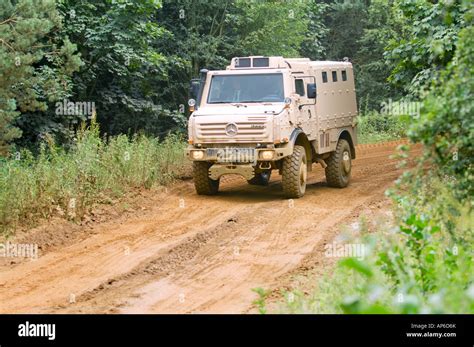 Mercedes Unimog Being Driven Off Road Stock Photo Alamy