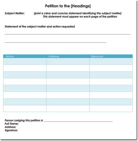 Printable Blank Petition Signature Sheet Template Printable Templates