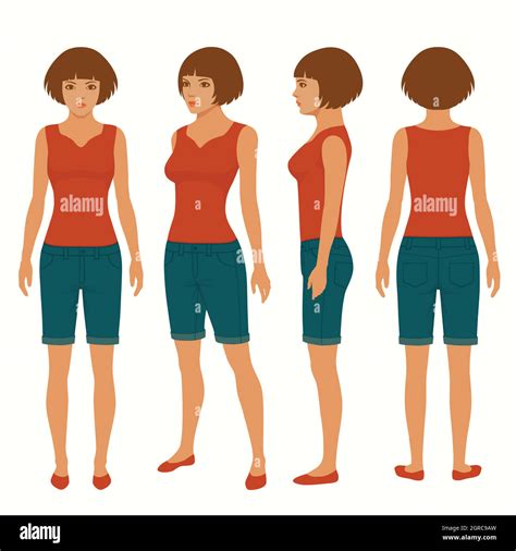 Woman Front Back And Side View Stock Vector Image And Art Alamy
