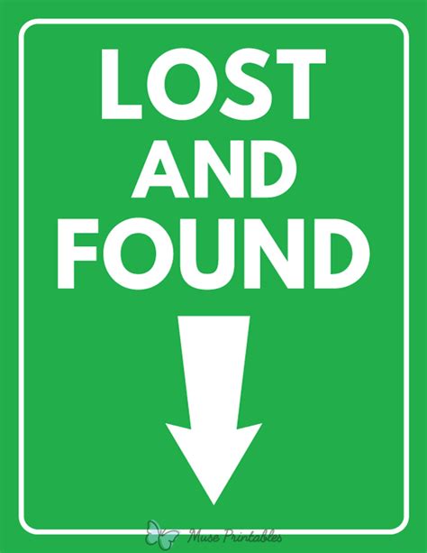Printable Lost And Found Down Arrow Sign
