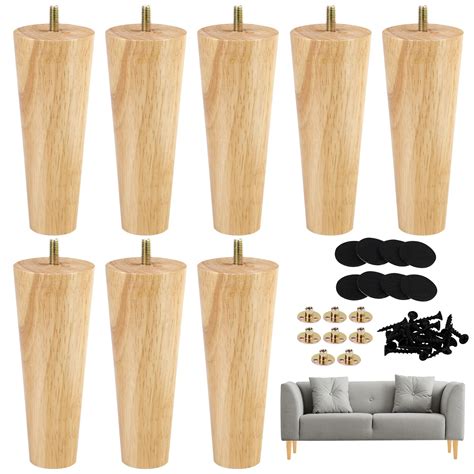 Buy Ruisita 8 Pieces Furniture Couch Legs 6 Inch Round Solid Wood Sofa