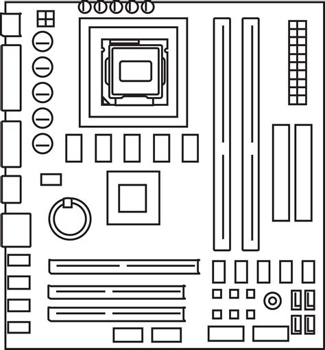 Motherboard Minimal White Drawing Myfreedrawings