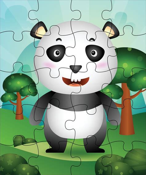 Puzzle Game Illustration For Kids With Cute Panda 2479501 Vector Art At