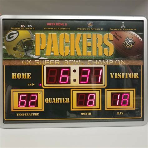 Green Bay Packers Football Scoreboard Digital Wall Hang Clock 19x14