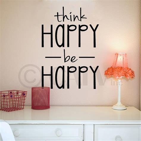 Think Happy Be Happy Vinyl Lettering Wall Quote Self Adhesive Etsy