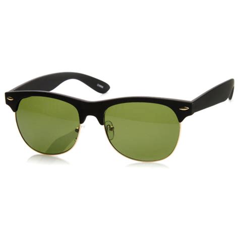 classic shaped half frame semi rimless horn rimmed sunglasses