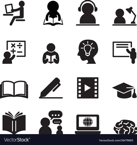 Learning Icons Set Royalty Free Vector Image Vectorstock