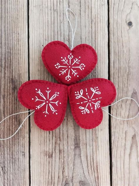 Nordic Felt Heart Ornaments Set Of Adornos De Fieltro Adornos