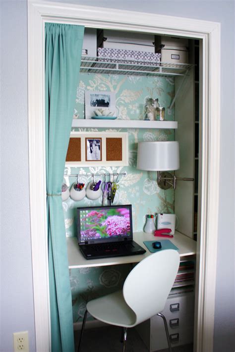 Make the closet work double duty by converting it into an office that also. office 4