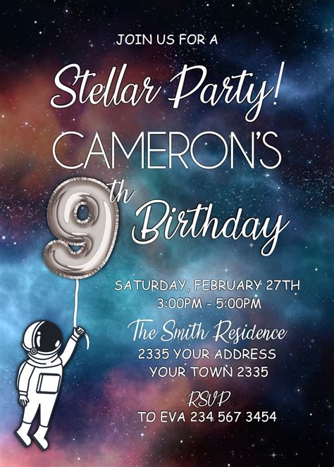 Galaxy Birthday Invitationstellar Party Invitationgalaxy Etsy